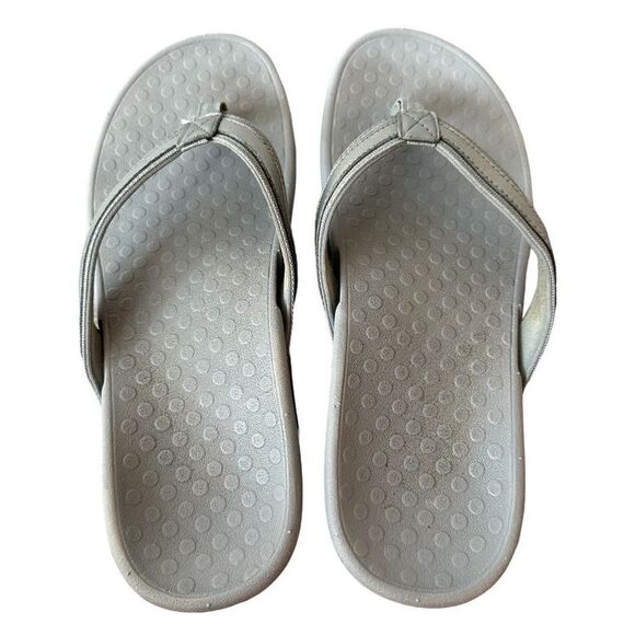 Vionic Tide II Toe Post Orthaheel Sandal Pewter Silver - Picture 4 of 9